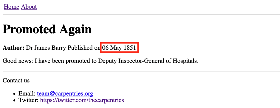 Blog post '1851-05-06' with human readable date without ordinal parameter