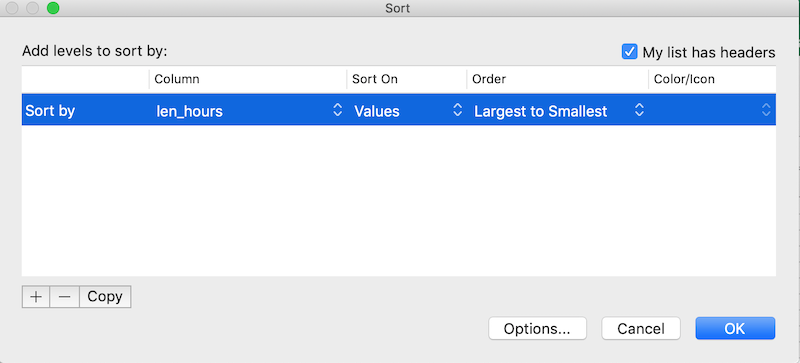 Figure of Sorting menu